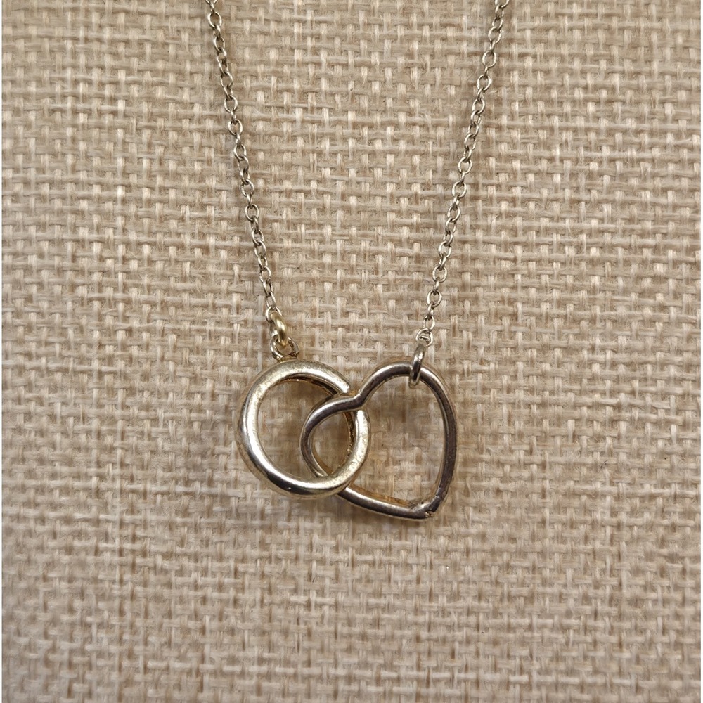 Vintage Sterling Silver Open Heart‎ Love Necklace Adjustable 19.5-21.5" - Picture 2 of 7